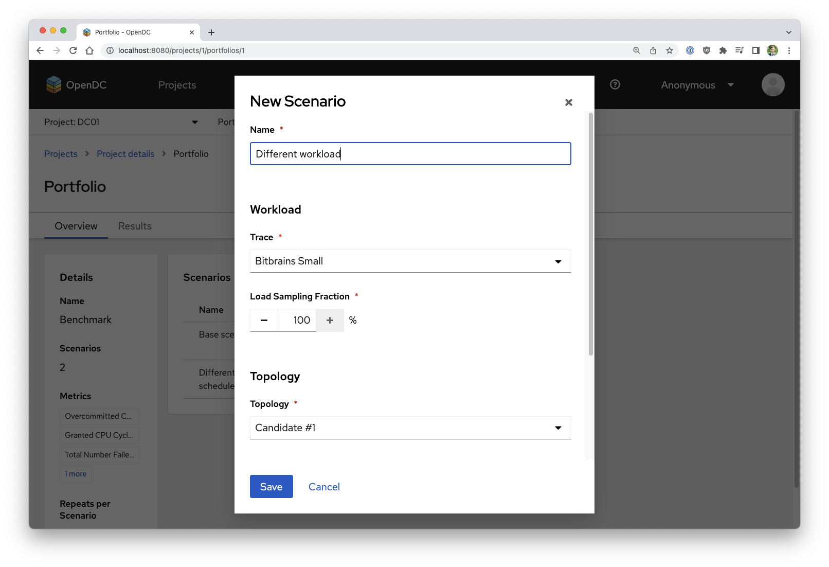 Explore alternative scenarios with OpenDC